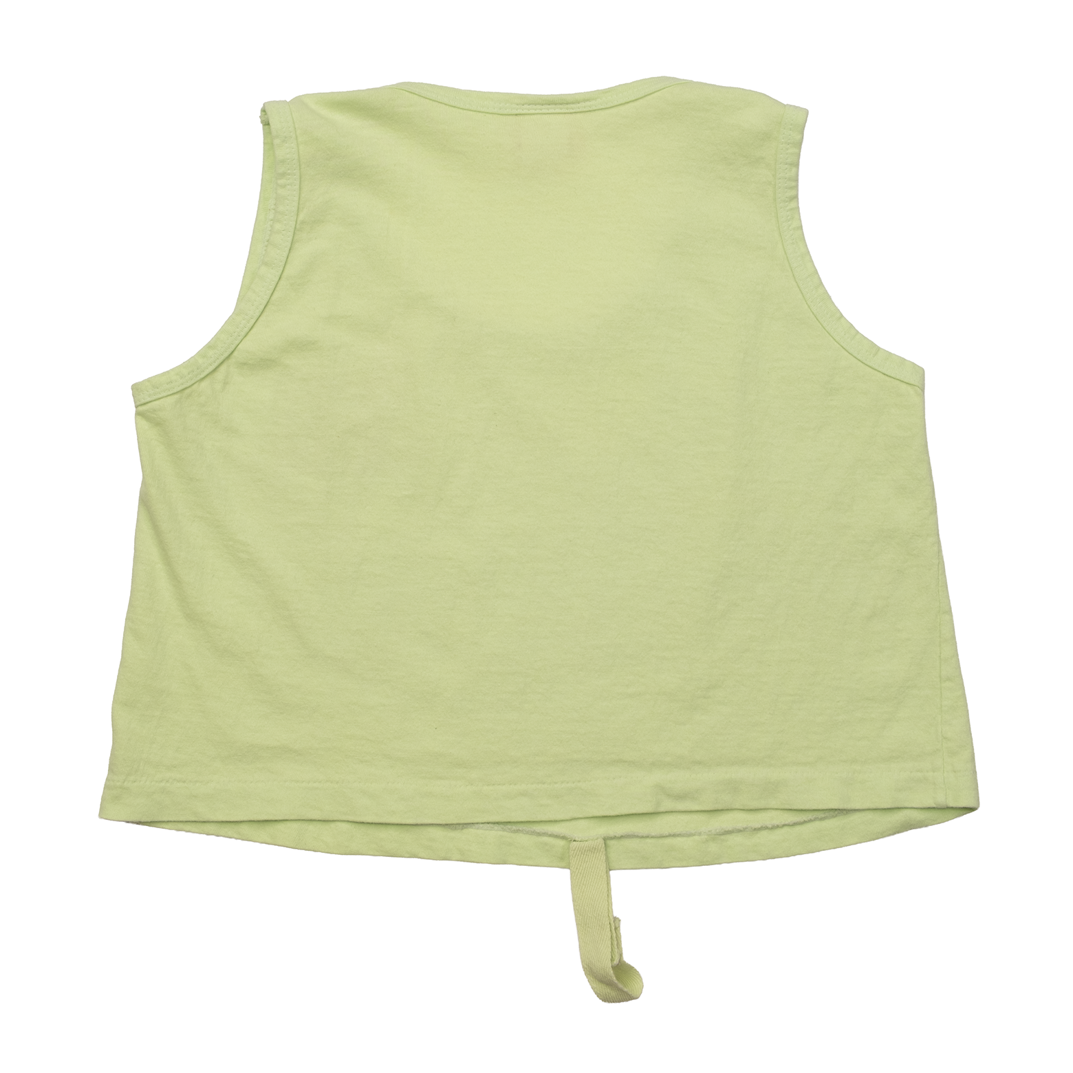 Back view of 1980s Sun Lover neon green cropped cotton tank.