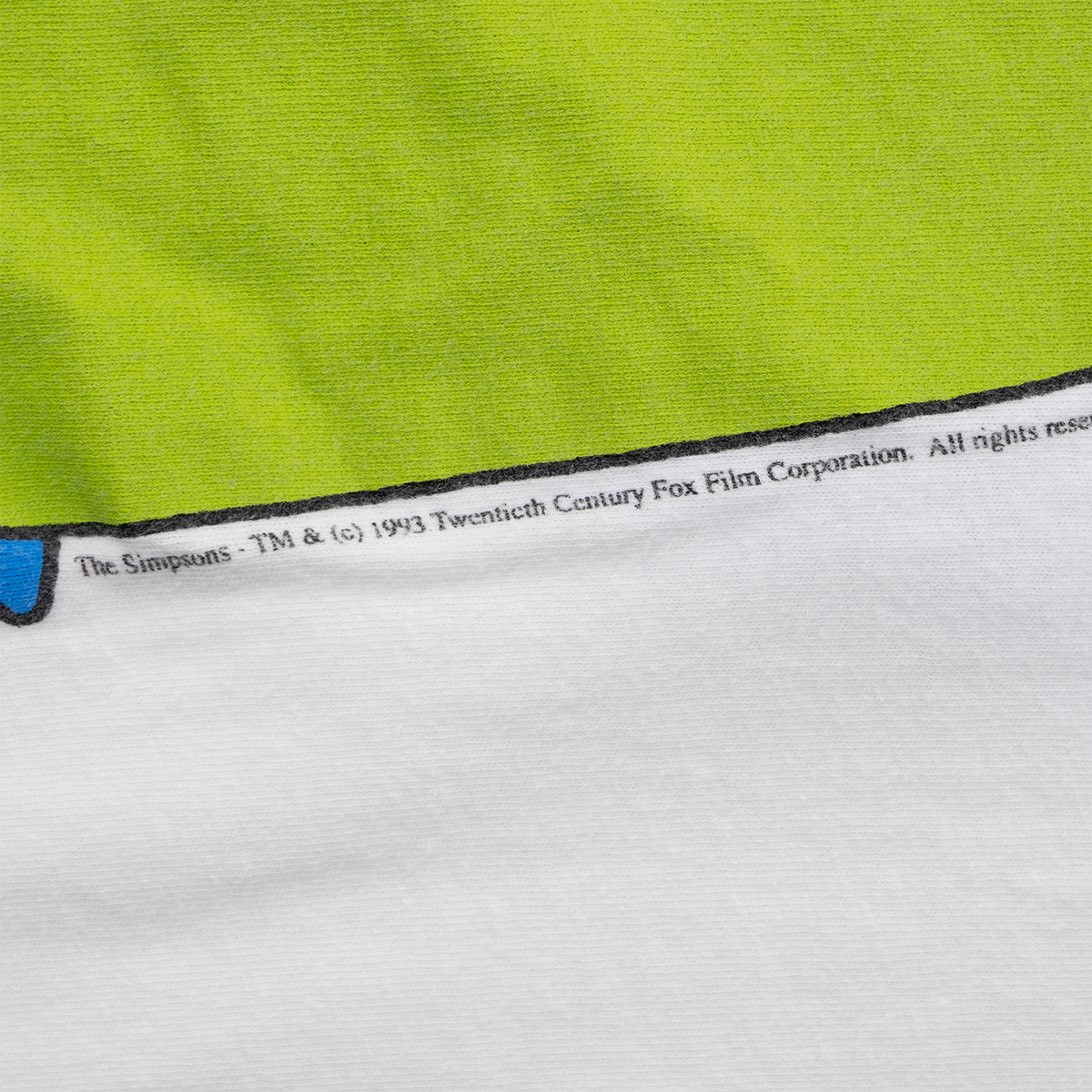 1993 Twentieth Century Fox copyright detail on vintage Marge Simpson T-shirt
