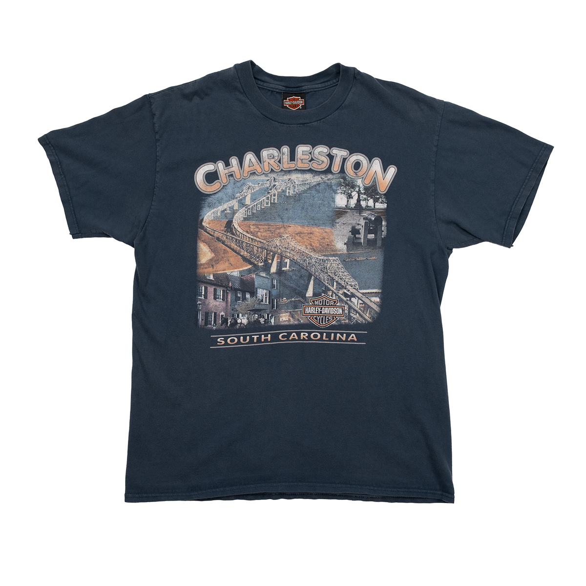 Front view of 1990s Harley-Davidson Low Country Charleston tee with Charleston graphic.
