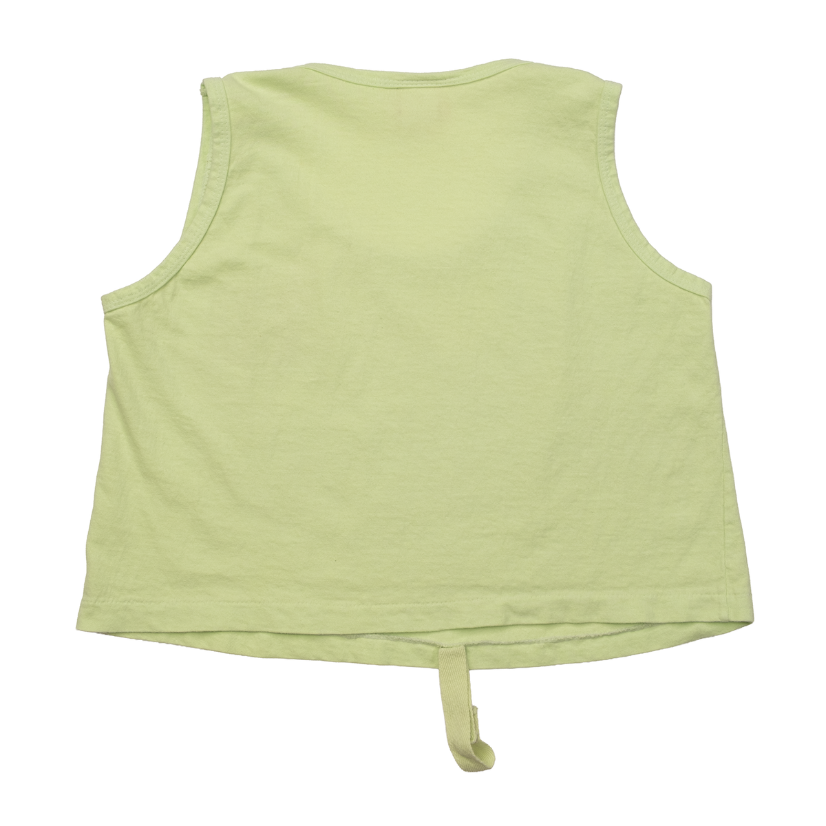 Back view of 1980s Sun Lover neon green cropped cotton tank.